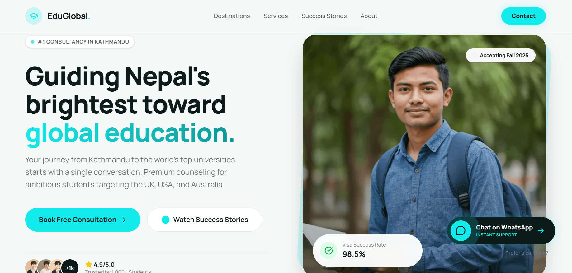 EduGlobal: Study Abroad Consultancy Website — case study