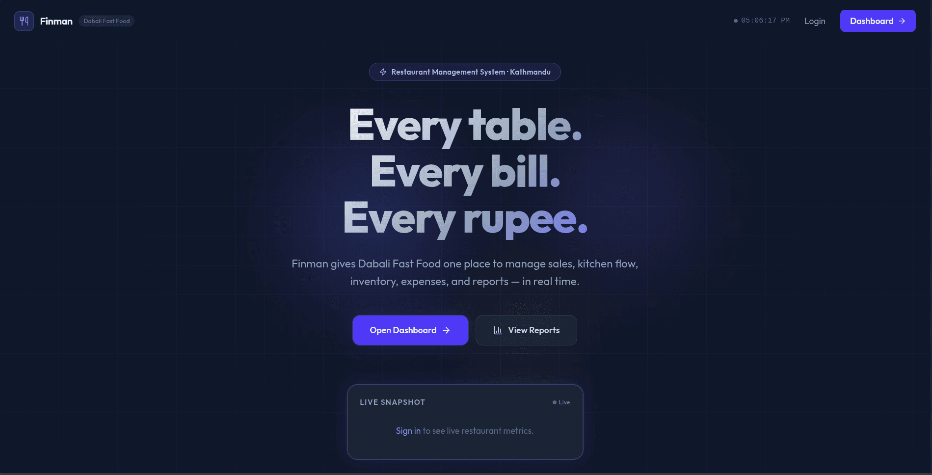 Finman: Restaurant Finance & Inventory System — case study